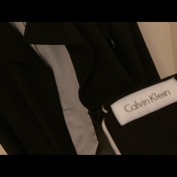 CALVIN KLEIN Double Breasted Wool Coat Black in size 14 - Picture 8 of 8